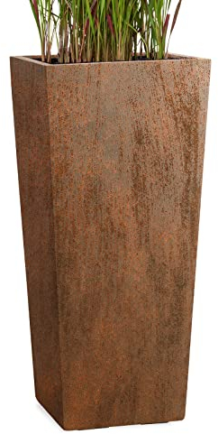 Pflanzwerk® Pflanzkübel Bodenvase Fiberglas Conic ROST 80x40x40cm *Frostbeständige Blumenkübel* *Deutsche Premiumqualität* *Lotus-Effekt Imprägnierung*