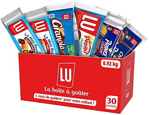 LU - La Boîte à Goûter - 1 Mois de Goûters* Enfant - 30 Biscuits et Gâteaux Individuels - Prince Pocket, Choco Prince, Pépito, Granola Chocolat, Mini Roulé - Récréations Sorties Vacances - 0,92 kg