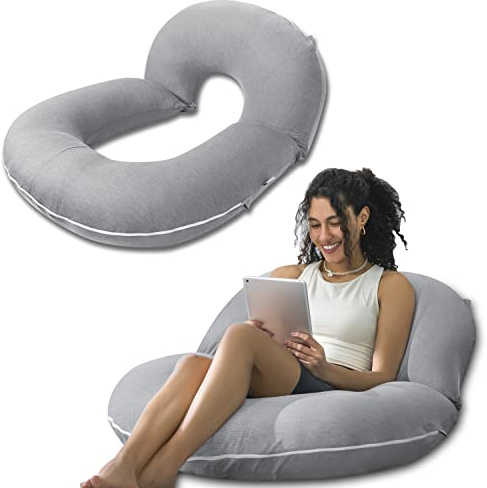 INSEN Lesekissen, Rückenkissen zum Sitzen im Bett und Couch, Gaming-Kissen für Erwachsene, Sit-Up-Unterstützung für Bett, kühlendes Tencel, Grau