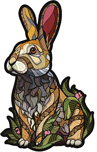 WOOD YOU DO Holzpuzzle Tiermotiv Holzpuzzle Für Erwachsene Wooden Puzzle Holzpuzzles Perfekt Geschenkidee für Erwachsene 140 Teile, 29x18cm (Bunny, A4, L)