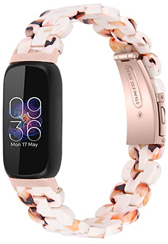 Chofit Ersatz-Uhrenarmband, kompatibel mit Fitbit Inspire 3, verstellbares Harzband, bogenförmiges Armband, Zubehör für Inspire3 Activity Tracker (Weiß-Braun)