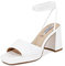 QUEEN HELENA Sandali con Tacco Medio con Lacci con Plateau Casual Eleganti Donna ZM9373 (Bianco, numeric_38)