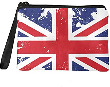 Kuiaobaty Union Jack Flag Girl Small Coin Purse UK Flag Casual Wallet for Shopping, Blue Red Mini Change Pouch with Card Holder
