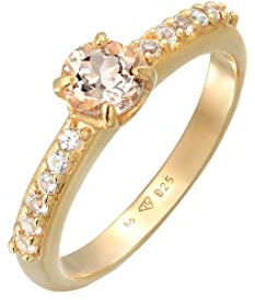 Elli Ring Damen Verlobungsring Elegant mit Topas und Morganit in 925 Sterling Silber vergoldet