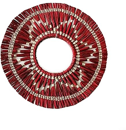 Miroir mural rond à suspendre de 40 cm, avec corde de paille décorative, décoration murale