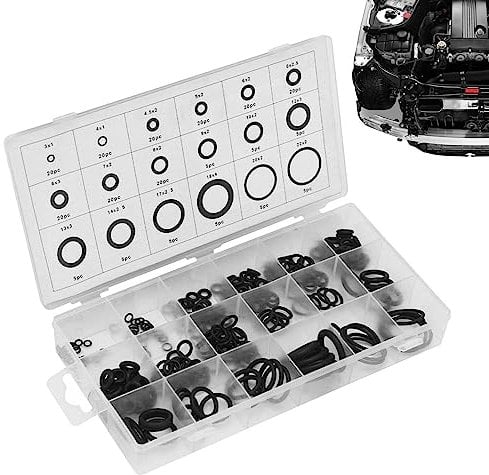 Rianpesn Assorted Sealing Gasket Set | Rubber Washers Assortment | 18 Size O Rings | Combination Gasket Repair Box for Oil Plumbing Engines Faucets Seal