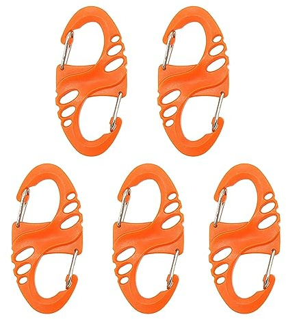 ohfruit Mini S-Type Karabiner Set von 5 leichten Kunststoff Stahl Schnallen Outdoor Klettern Wandern Clips Kompaktes tragbares Design einfach zu tragen
