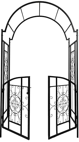 Gartenlaube mit Tor, Gartenbogen Aus Metall mit Spalier für Kletterpflanzen, Rosen, Weinreben, Gartentorbogen Im Freien für Hochzeit, Brautparty, Dekoration, Zeremonie