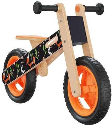 vidaXL Laufrad, Fahrrad für Kinder ab 3 Jahren, Lernlaufrad mit verstellbarem Sitz Lenker, Kinderfahrrad Lauffahrrad Kleinkinder, Orange Bedruckt