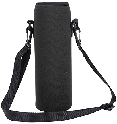 Ejoyous Copri Bottiglia D'acqua, Borsa Porta Bottiglia con Tracolla, Borsa Porta Bottiglia Termica, Borsa Porta Bottiglia Portatile per Campeggio All'aperto, Escursionismo, Pesca (BLACK)