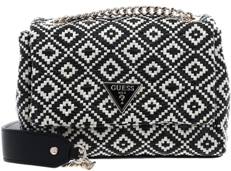Guess Damen Rianee Convertible Flap, wandelbare Umhängetasche, Crossbody-Klappe, Schwarz