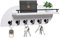 Karisky Porte-clés mural en bois, organisateur de clés et de courrier décoratif avec 6 crochets en métal robustes et étagère flottante, 35,6 cm pour entrée, blanc et noir
