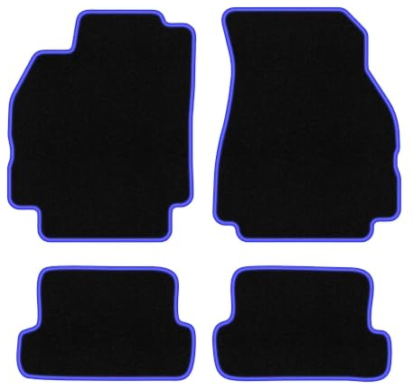 Velours-Fußmatten passend für Renault Megane II CC 2003-2010, Schwarz-Blau | passend für Coupé/Cabrio; Velours-Teppich (Polypropylen), ca. 6,5 mm; rutschfest, Universal-Befestigungen