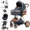 BEBBY Kombikinderwagen 3 in 1 Reisesysteme Standardkinderwagen Kinderwagen Buggy Neugeborener Tragbarer Reisewagen Faltbarer Aluminium Kinderwagen High Landscape Kinderwagen (Blue-6)