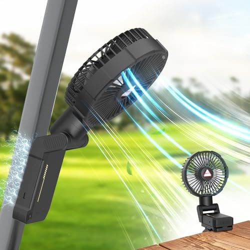 MA3TY Magnetic Portable Fan, 10400mAh Outdoor Camping Fan, Clip on Golf Rechargeable Fans, USB/Battery Operated Personal Fans for Cruise Desk Car Office Kitchen Workshop