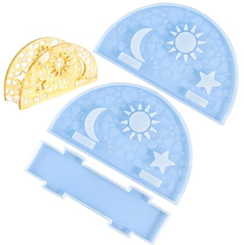 Serviettenhalter-Harzform, Harzserviettenhalter-Form | Taschentuchhalter Gießharzform,Stern-Mond-Muster, Epoxidharz-Gussform, DIY-Beton, Ton, Basteln, Herstellung für Küchentisch, Par, Hochzeit, Hei