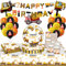 YIMAKJ Kit de décoration d'anniversaire avec pelleteuse, vaisselle de fête avec ballons, assiettes en carton, gobelets en carton, bannière, nappe pour garçons (10 invités)