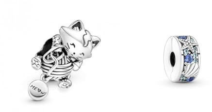 PANDORA Kätzchen & Garnknäuel Charm in Sterling Silber Moments Collection