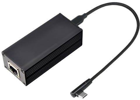 REVODATA 25W PoE zu TypeC Adapter Konverter, PoE zu USB-C Stromausgang mit Ethernet, 5V/9V/12V/15V/20V Adaptiver Ausgang, kabelgebundenes Breitband und PD-Laden für Telefon/Tablet (PD2CAT-20V)