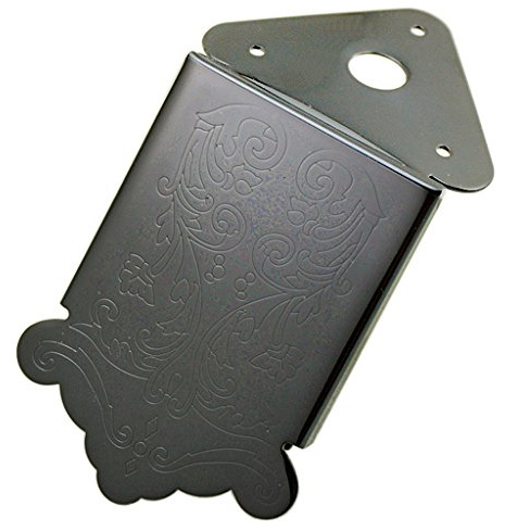 Mandolin Tailpiece Bridge with Tail Flower Pattern Replacement Parts - Black
