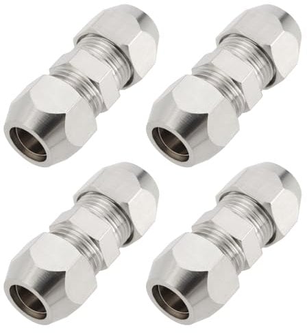 Create idea 4 Pezzi 8mm Raccordo A Compressione In Rame Tubo Dritto Raccordo A Compressione Per Tubi Idraulici Tubi Di Raffreddamento Sistema Di Alimentazione 8x34mm Argento