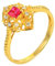 Daesar Eheringe 750er Gold, Ring Damen Blume mit 0.3ct Kreierter Rubin Ring Größe 48 (15.3), Eheringe mit Diamant Nickelfrei Gold