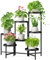 iDavosic.ly Pflanzenständer Metall Groß mit 7 Etagen, Blumenständer Pflanzenregal Blumenregal Indoor Outdoor, Faltbar Blumentreppen Innen Plant Stand Shelf für Garten Balkon Wohnzimmer (Rund, Schwarz)