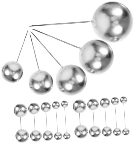 CIMAXIC Cupcake Toppers 108pcs Silver Round Cake Balls Edible Decorations Mini Picks Decorative Cake Balls for Party Birthday