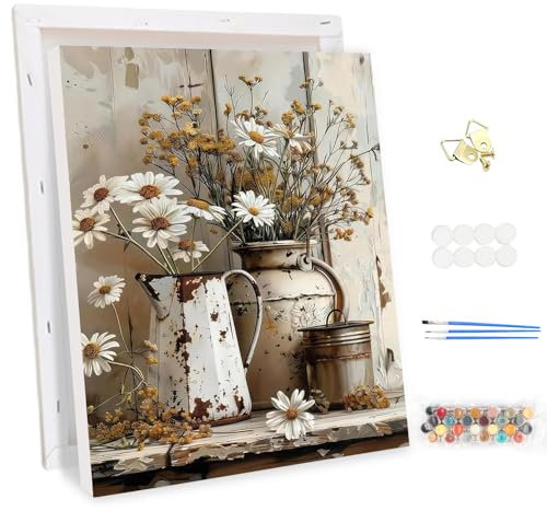 MEIYUDA Peinture par Numero Adulte avec Cadre Ferme, DIY Peinture Acrylique pour Adultes Débutants Facile sur Toile Avec Peintures et Pinceaux Decoration Maison Cadeau 30x40cm