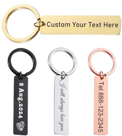 WBW Personalised Keychain - Engraved Rectangle Keychain Custom Keyring Personalised Gift Name Keychain Drive Safe Keyring for Boyfriend