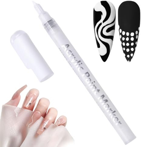 White Nail Art Pens,Quick Dry Fine Tips Nail Art Pens for DIY Nail Decoration,Nail Varnish Pens,Nail Polish Pencil Pens,Nail Whitening Pencil for Real Under Nails,Nail Drawing Pen for Women Girls