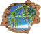 DesFoli Wandtattoo Palme Strand Meer - verschiedene Rahmentypen DW000040 Farbe Roter Stein Quadratisch, Größe 85 cm x 70 cm