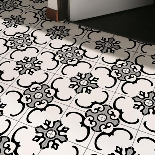WIQUYBML Carrelage de Salle de Bain en PVC Gris Beige Noir à Coller sur carrelage de Salle de Bain, carrelage Auto-adhésif, carrelage de Cuisine Durable, carrelage de Sol à décoller et à co
