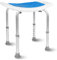 HEFTMAN Tabouret de douche incurvé – Facile à monter – Tabouret de salle de bain en aluminium avec 6 réglages de hauteur – Pieds antidérapants – Siège rembourré avec trous de drainage – Sièges de