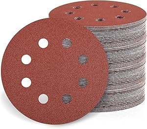 Papel de lija de 115 mm 60/100/150/180/240, 80 discos abrasivos 115 mm para lijadora orbital orbital (8 agujeros)