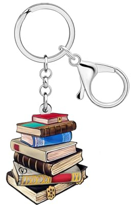 RAIDIN Porte-clés Acrylique Vintage Livre Accessoires Cadeaux Littéraires pour Amateurs de Livres Femmes Lecture Rat de Bibliothèque Pendentifs pour Sac à Dos Sacs
