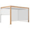 Oviala Pergola bioclimatique adossée 3x4m et 3 Stores Bois Blanc