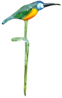 basticks Orchideenstab mit Glasvogel - Handgefertigte Glasfigur in Kolibri - Optik