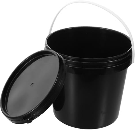 Hoement Black Plastic Paint Storage Bucket with Handle Small Paint Kettle Lightweight for Easy Carrying and Long Term Use
