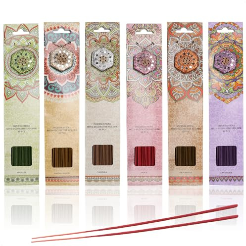 com-four® 240x Premium Räucherstäbchen, 6 Boxen mit je 40 Stäbchen | jede Box mit unterschiedlichem Duft - ideal für Meditation - Entspannung & Yoga
