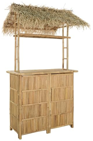 vidaXL Outdoor Bartisch Natur 115 x 95 x 215 cm Bambus, Stylischer Bar-Tisch, robust für Sommerpartys, Gartenfest, umweltfreundliches Design, minimalistisch und chic