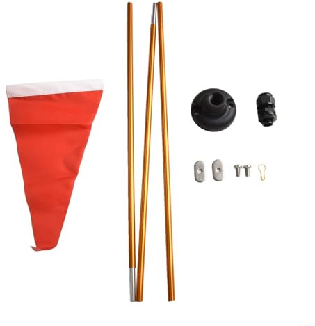 Bandera de seguridad para kayak, kit de base de 47 pulgadas, juego de pancarta de montaje en riel de 120 cm para barco marino, canoa para kayak, accesorios de visibilidad de bricolaje