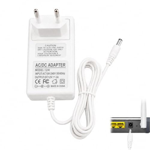 12V 3A Netzteil Ladegerät Kompatibel für AVM Fritz!Box WLAN Router (Weiß) | Kompatibel für AVM Fritz!Box 7690,7590,7390,7540,7530,WLAN Router und Telekom Speedport Smart (Kabel ist 1,5 m)