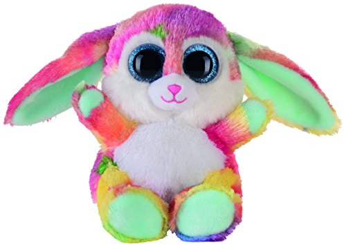 Bauer Spielwaren Heinrich Bauer_14235 Spielwaren Blickfänger Glitter Hase: Flauschiges Kuscheltier mit Glitzer-Augen, ideal auch als Smartphone-Halter, 15 cm, türkis-bunt -14235