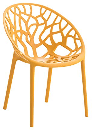 CLP Gartenstuhl Hope Kunststoff I Stapelstuhl wetterfest und UV-beständig I Outdoorstuhl pflegeleicht I Sessel für draußen, Farbe:orange
