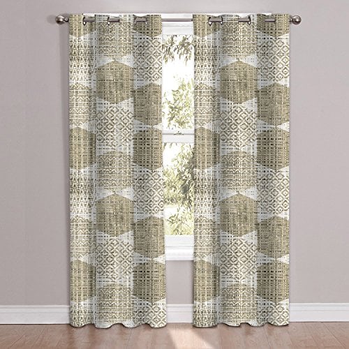 Sweet Home Collection 2-teiliges Fenstervorhang-Set 96,5 x 213,4 cm Paneele, einzigartiges, stilvolles Monaco-Taupe, geometrisches Muster, 213,4 x 96,5 cm
