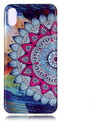 DasKAn Lumineux Schutzhülle für iPhone XR (6,1 Zoll), fluoreszierend, leuchtet im Dunkeln, Bunte Motive, ultradünn, weich, stoßfest, Gummi, TPU, Schutzhülle für Telefon, Rückseite, Blumen-Mandala