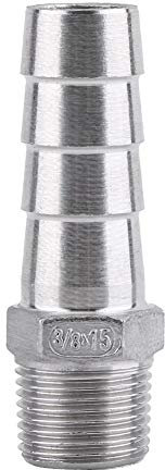 SS304 Conector de Cola Manguera Racor Tubería Adaptador de Cola de Manguera de Acero inoxidable Rosca BSP Macho Adaptador de Lengüeta(3/8 '' * 15 mm)