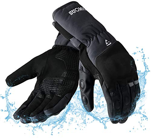 2KP CE Winter Motorradhandschuhe für Männer Frauen, Winddichte Wasserdichte Motorrad Handschuhe, Warme Lange Stulpen Biker Handschuhe mit Hartem Knöchelschutz Touchscreen Handschuhe für BMX ATV MTB