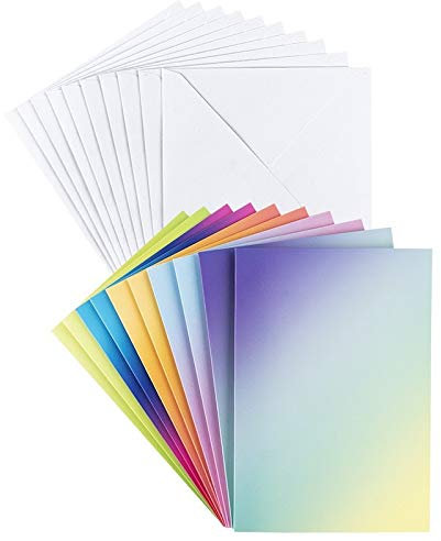 Ideen mit Herz Grußkarten-Set mit Umschlägen | 10 Motiv-Karten | blanko | bunt | neutral | ideal für Glückwünsche zum Geburtstag, Hochzeit,uvm. | Din B6 (Farbverlauf intensiv)